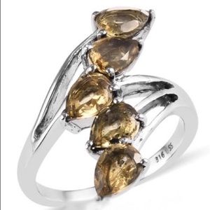 Brazilian citrine 5 stone ring in stainless steel
